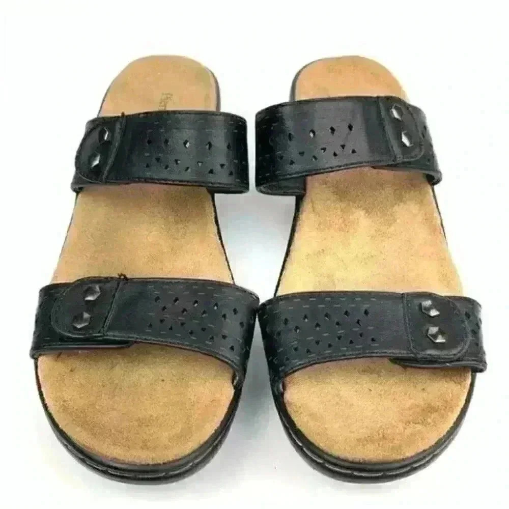 Pierre Dumas sandals size 10 black sticky strap - Picture 2 of 8